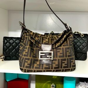 Authentic vintage Fendi brown zucca shoulder bag